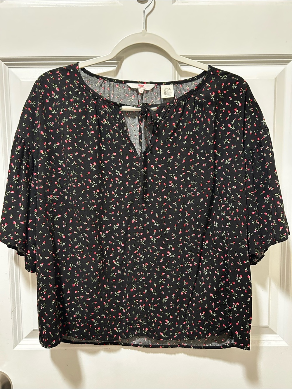 Levi's Black Floral Tie-Front Blouse